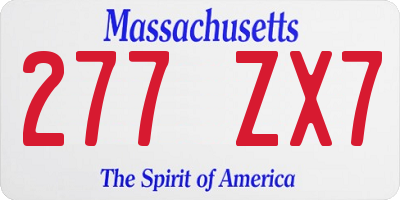MA license plate 277ZX7