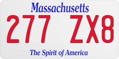 MA license plate 277ZX8