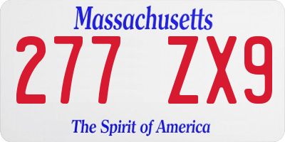 MA license plate 277ZX9