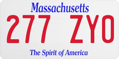 MA license plate 277ZY0