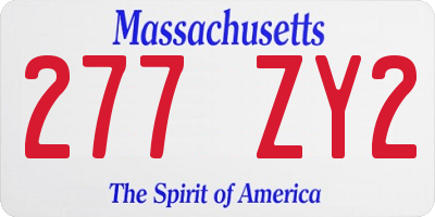 MA license plate 277ZY2