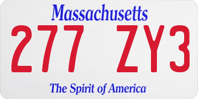 MA license plate 277ZY3
