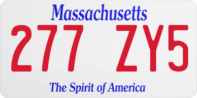 MA license plate 277ZY5