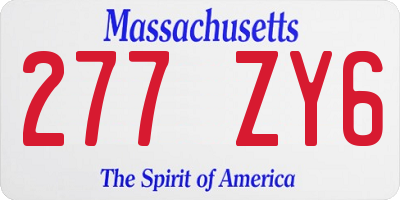 MA license plate 277ZY6