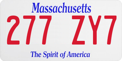 MA license plate 277ZY7