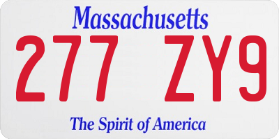MA license plate 277ZY9
