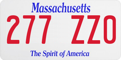 MA license plate 277ZZ0