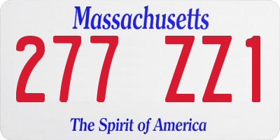 MA license plate 277ZZ1
