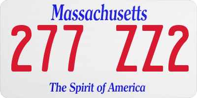 MA license plate 277ZZ2
