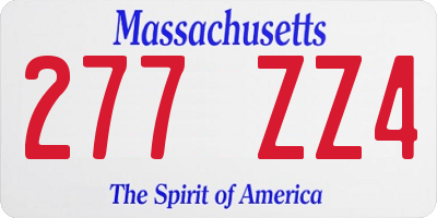 MA license plate 277ZZ4