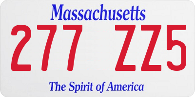MA license plate 277ZZ5