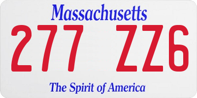 MA license plate 277ZZ6
