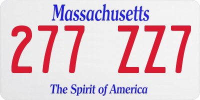 MA license plate 277ZZ7