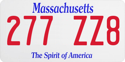 MA license plate 277ZZ8