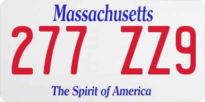 MA license plate 277ZZ9