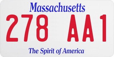 MA license plate 278AA1