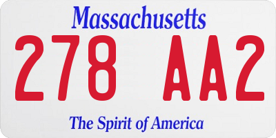 MA license plate 278AA2