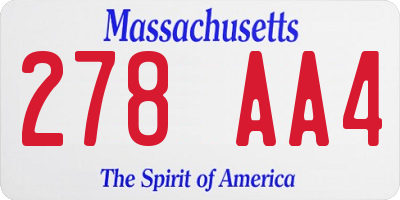MA license plate 278AA4