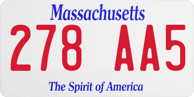 MA license plate 278AA5
