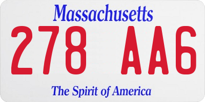 MA license plate 278AA6