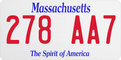 MA license plate 278AA7