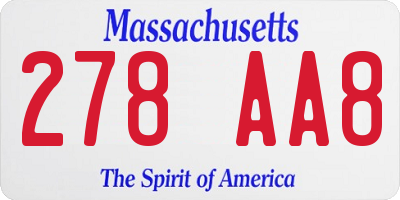 MA license plate 278AA8