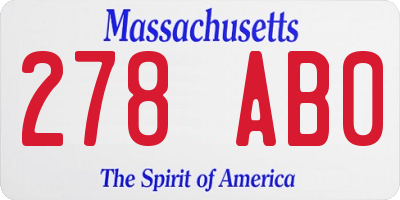 MA license plate 278AB0
