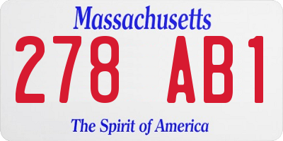 MA license plate 278AB1