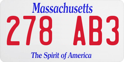 MA license plate 278AB3