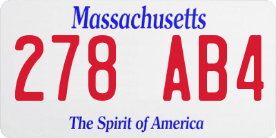 MA license plate 278AB4