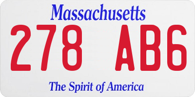 MA license plate 278AB6