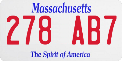 MA license plate 278AB7