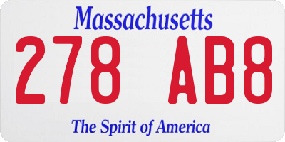 MA license plate 278AB8
