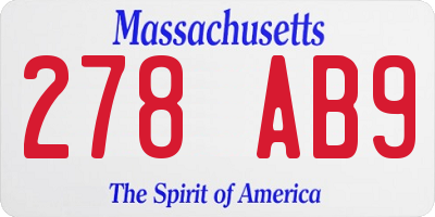 MA license plate 278AB9