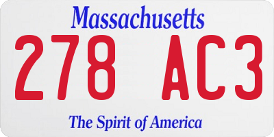 MA license plate 278AC3