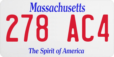 MA license plate 278AC4