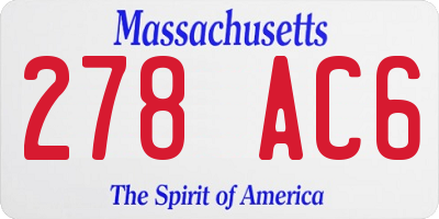 MA license plate 278AC6