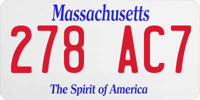 MA license plate 278AC7