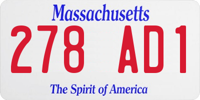 MA license plate 278AD1