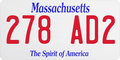 MA license plate 278AD2