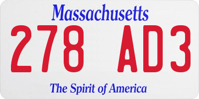 MA license plate 278AD3