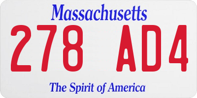 MA license plate 278AD4