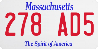 MA license plate 278AD5