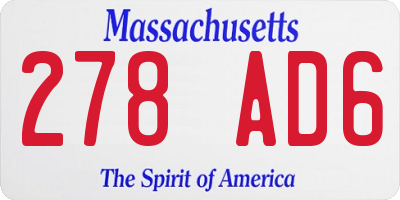MA license plate 278AD6