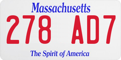 MA license plate 278AD7