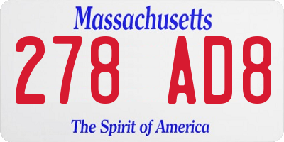 MA license plate 278AD8