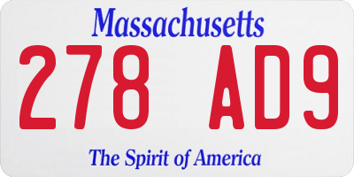 MA license plate 278AD9