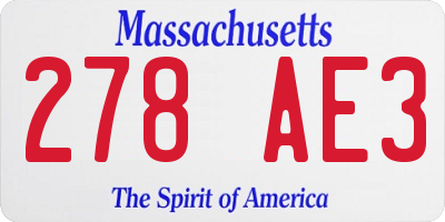 MA license plate 278AE3