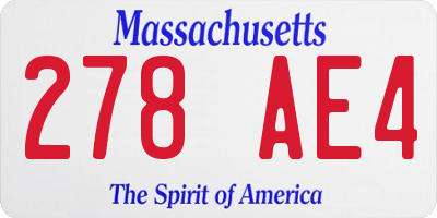 MA license plate 278AE4
