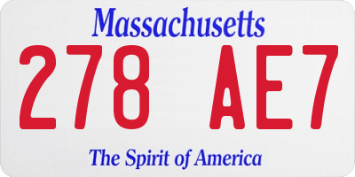 MA license plate 278AE7